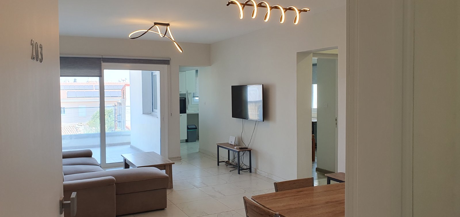 Modern 2 bedrooms apartment, fully furnished, on 2nd floor, in a new small building, in Agios Dometios, Nicosia.